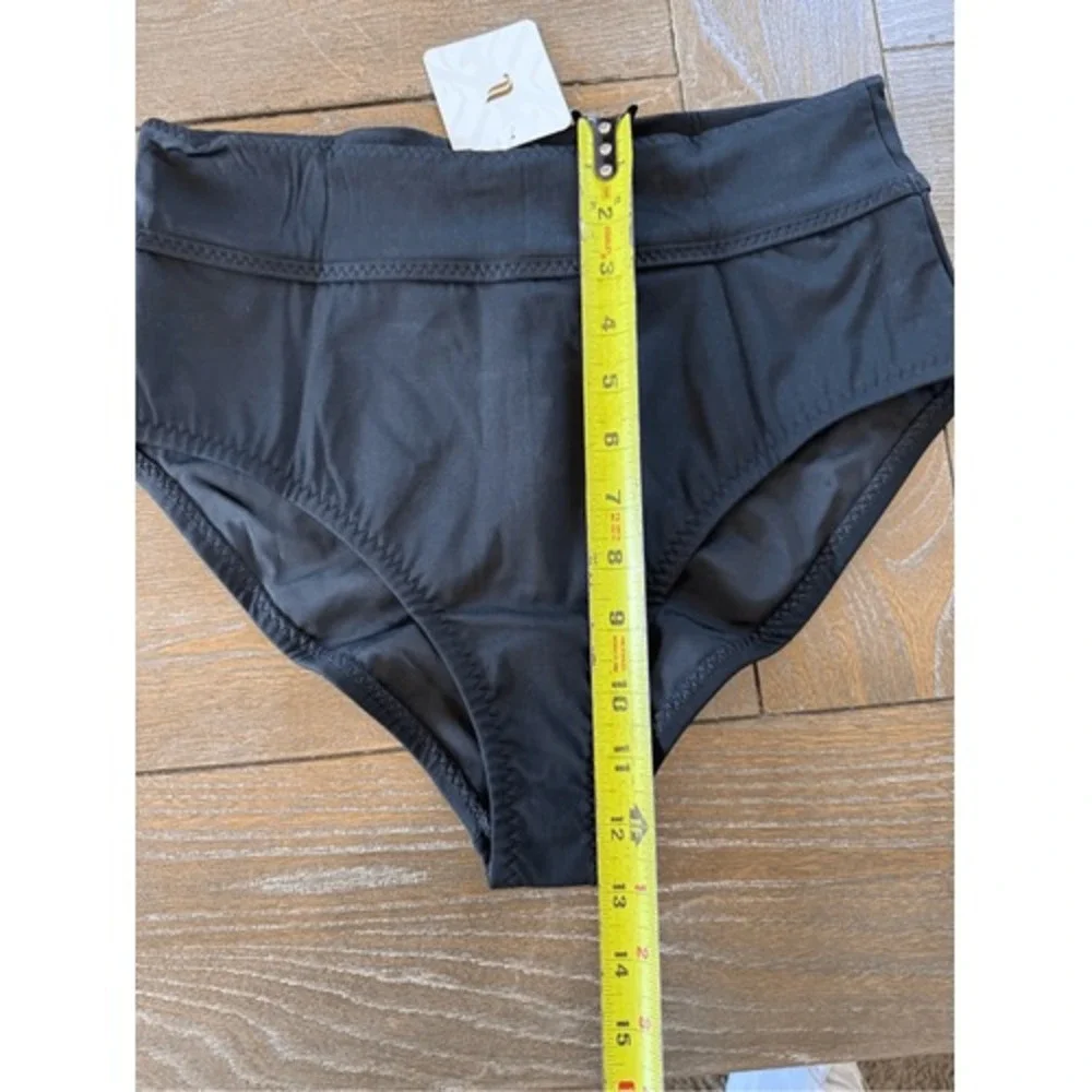 Fabletics Boardwalk High-Waisted Swim Bottom Womens‎ Black Medium (T1)